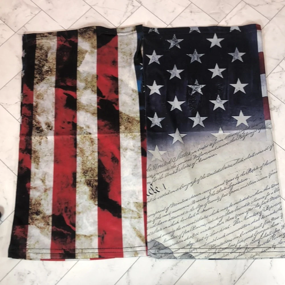 NWT Set Of 2 Face Mask Bandana Scarf Gaiter American USA Flag Eagle Liberty
