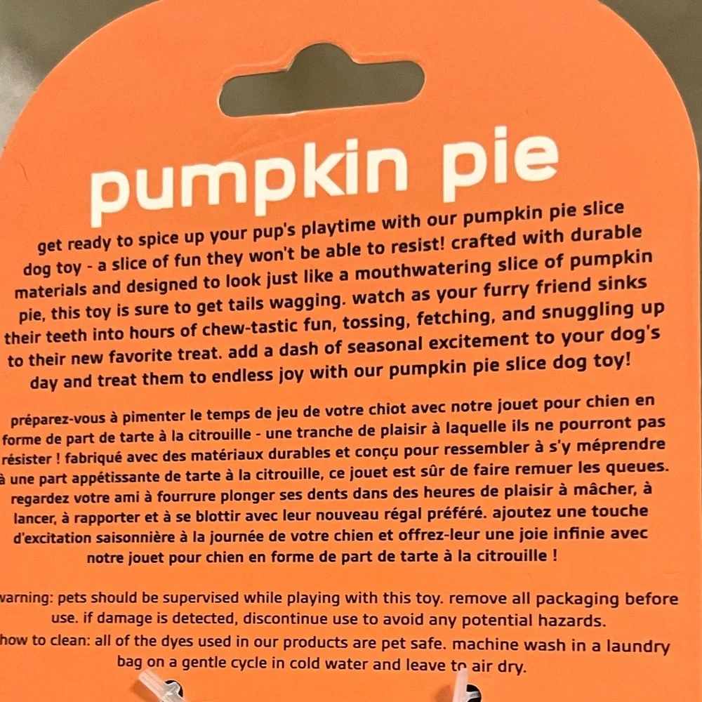 🆕 Dexy Paws Pumpkin Pie Dog Toy