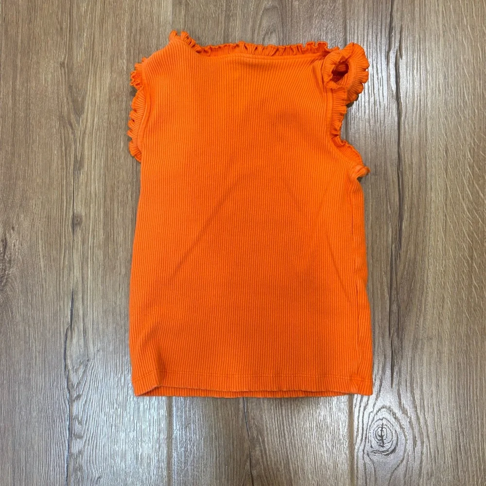 PINK CHICKEN GOLDEN POPPY GIRLS ORGANIC RUFFLE RIB TANK