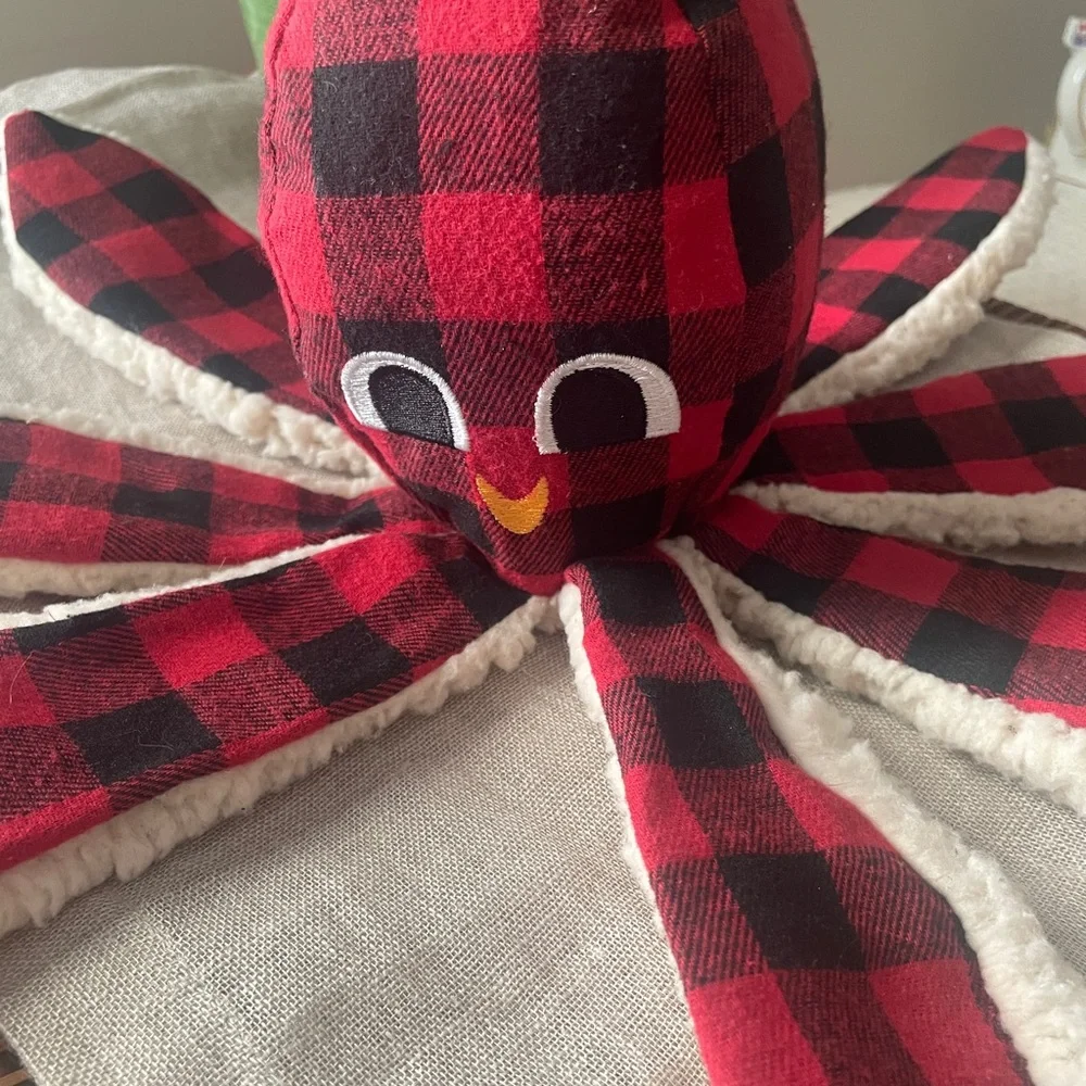 Bark Octopus Dog Toy Red And Black Plaid