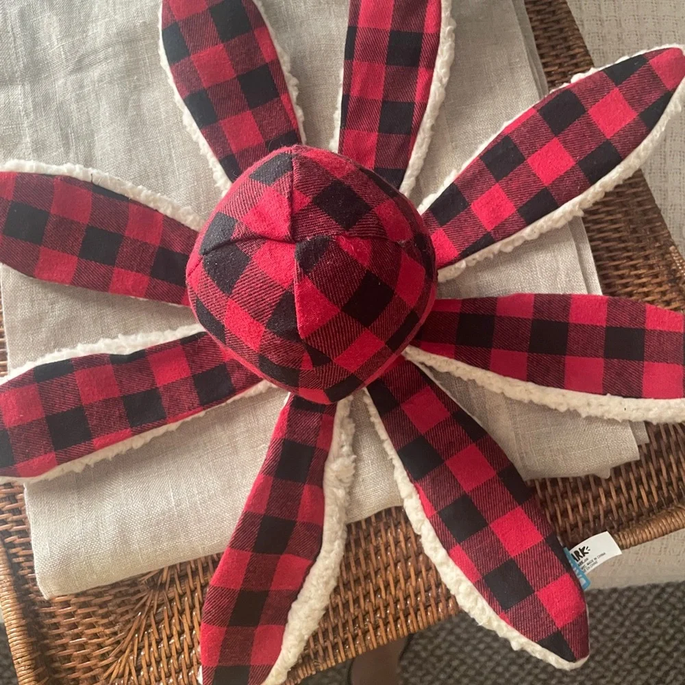 Bark Octopus Dog Toy Red And Black Plaid