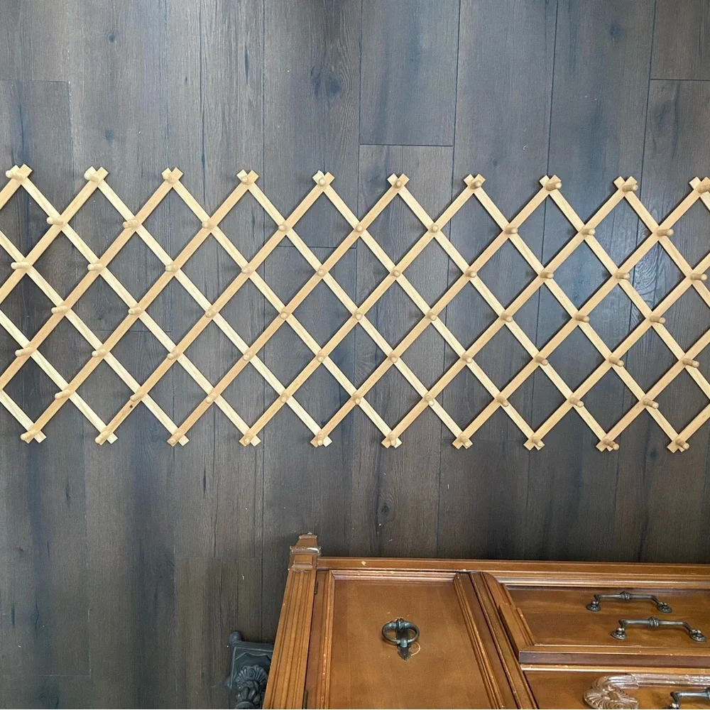 XL 84 Peg Wooden Accordion Expandable Peg Rack Vintage Wall Shelf Display