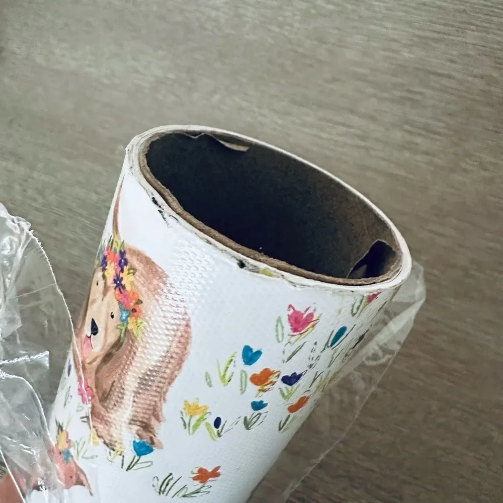 Floral Dog Print Pattern Gift Wrapping Paper Gift Wrap Roll