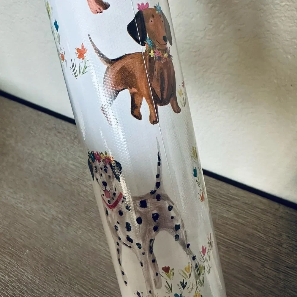 Floral Dog Print Pattern Gift Wrapping Paper Gift Wrap Roll