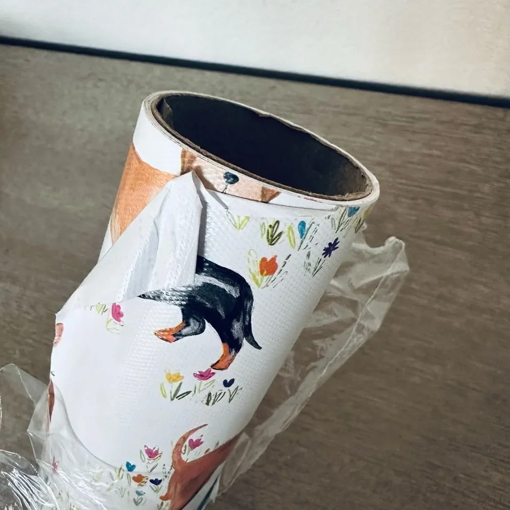 Floral Dog Print Pattern Gift Wrapping Paper Gift Wrap Roll