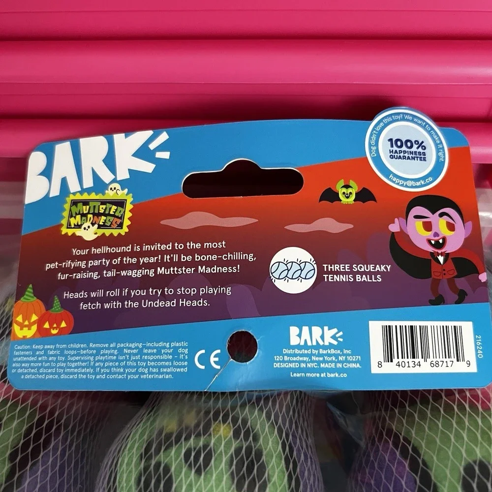 Bark Box 3‎ Packs Of 3 Muttster Madness Zombie Undead Head Ball Dog Toy XS-M NWT