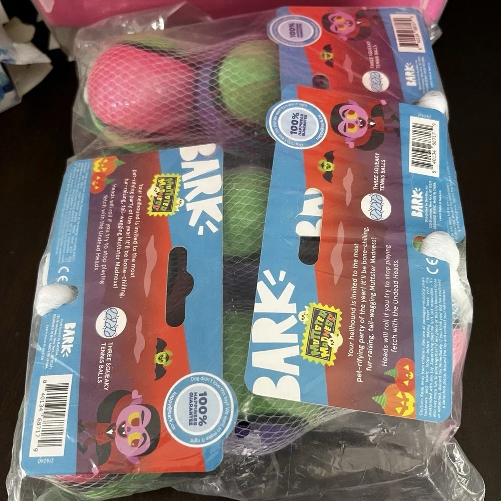 Bark Box 3‎ Packs Of 3 Muttster Madness Zombie Undead Head Ball Dog Toy XS-M NWT