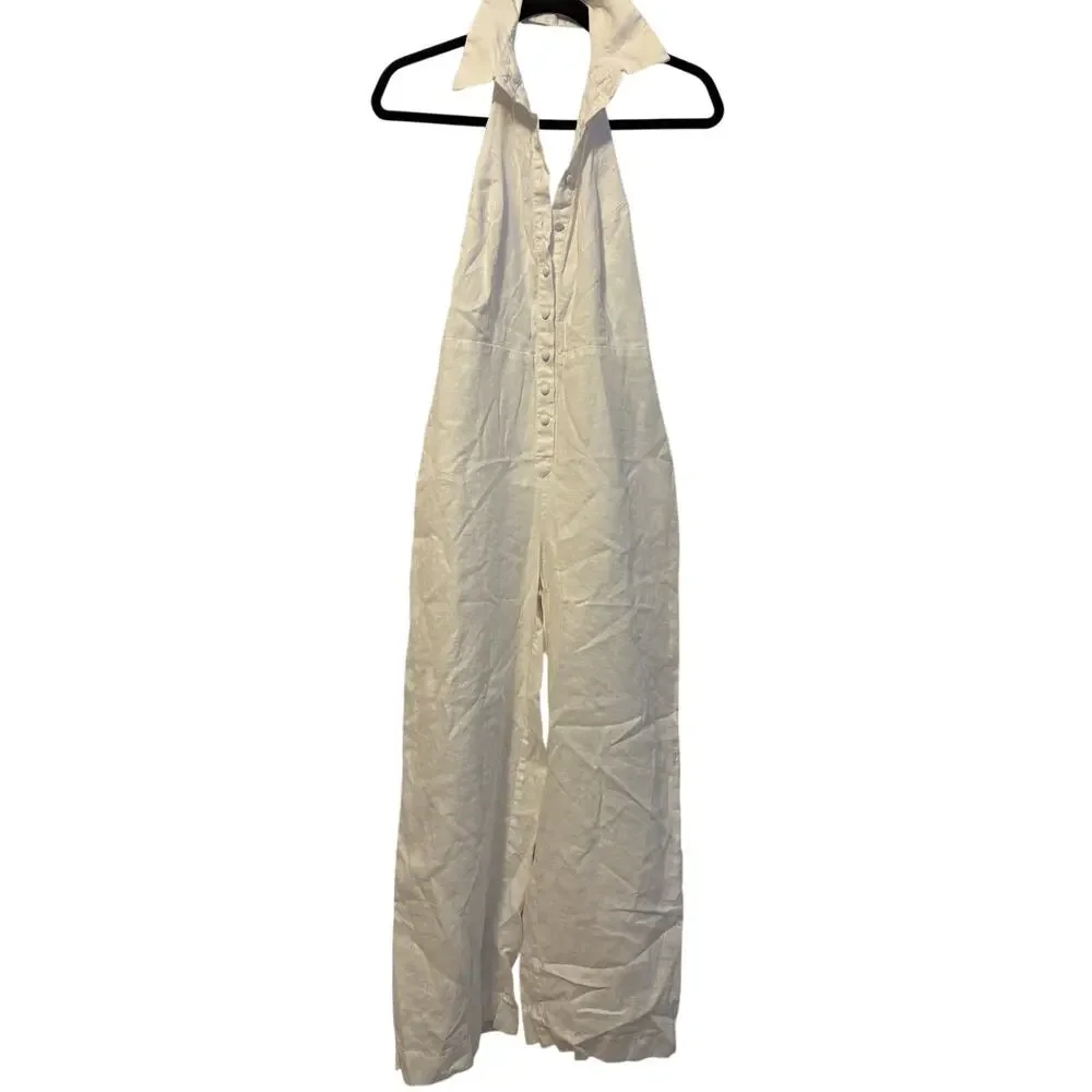 Reformation Linen Halterneck Jumpsuit White Sz 0