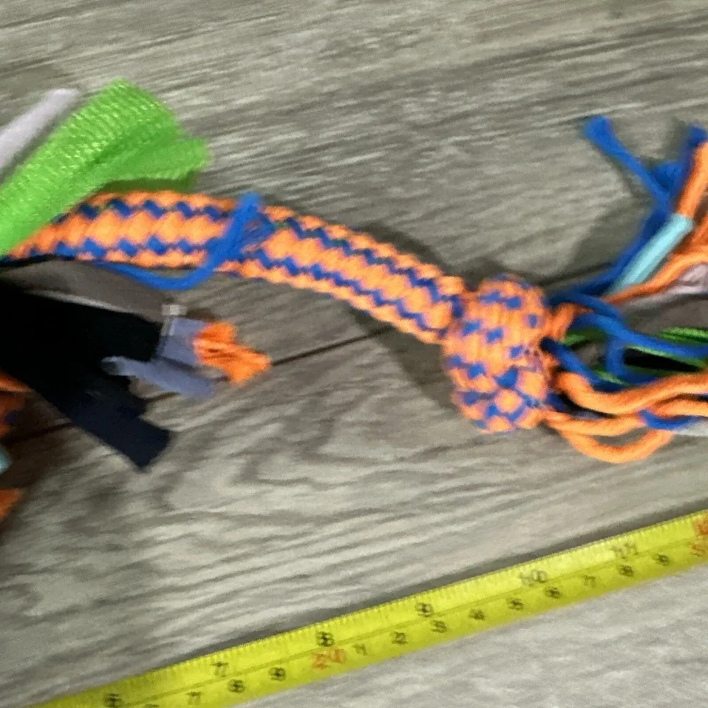 Greenbrier Kennel Club Braided Rope Dog Toy Orange Blue Knotted Tug 14 Inch NWT