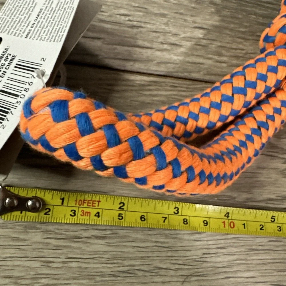 Greenbrier Kennel Club Braided Rope Dog Toy Orange Blue Knotted Tug 14 Inch NWT