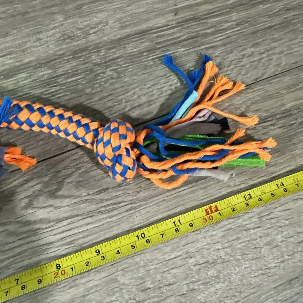 Greenbrier Kennel Club Braided Rope Dog Toy Orange Blue Knotted Tug 14 Inch NWT
