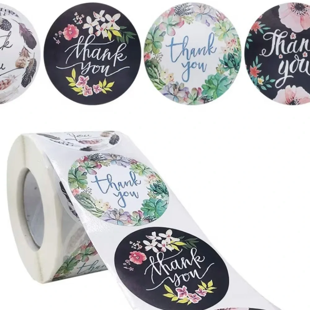 New! FloralThank You Stickers Pack of 50 Small One Inch