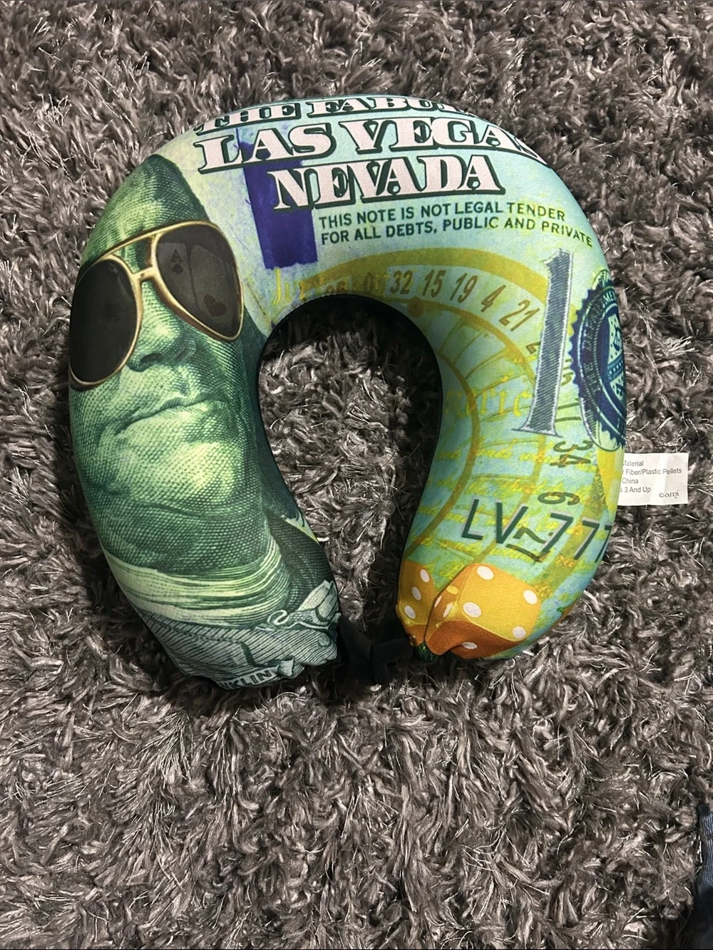 Las Vegas Nevada Money Print U-Shaped Travel Pillow - Green