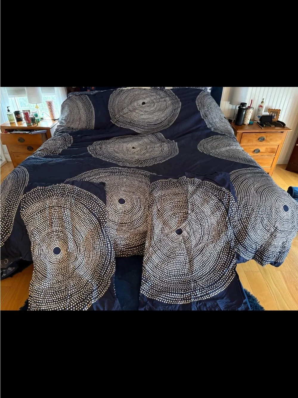 Navy Blue Circular Dot Pattern Duvet Cover - Brand
