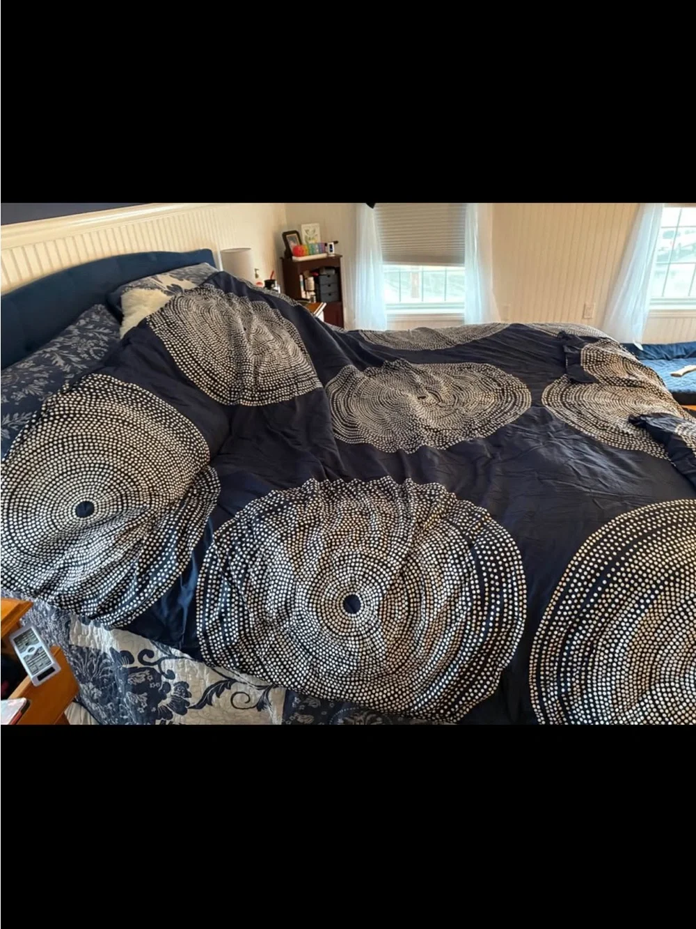 Navy Blue Circular Dot Pattern Duvet Cover - Brand