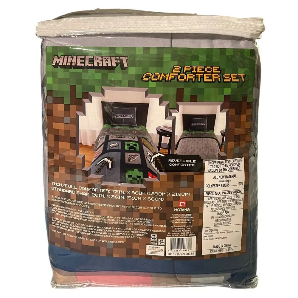 Minecraft Icons Adventure Gaming Bed Kids 2-Piece Twin/Full Reversible Comforter