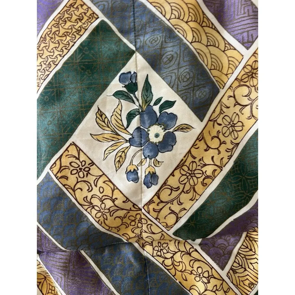 Vintage Hacci California Thin Down Comforter 95x95” QUEEN Floral geometric