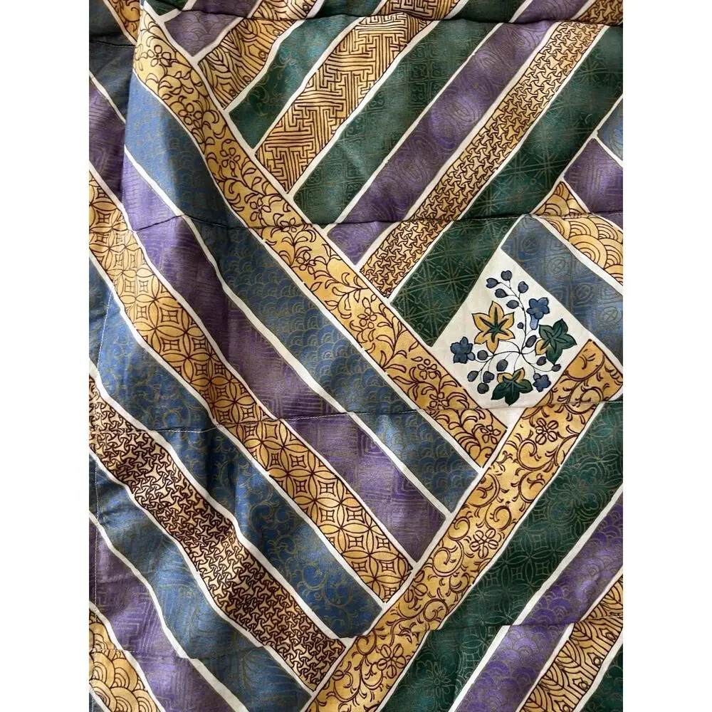 Vintage Hacci California Thin Down Comforter 95x95” QUEEN Floral geometric