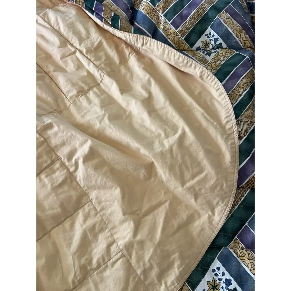 Vintage Hacci California Thin Down Comforter 95x95” QUEEN Floral geometric
