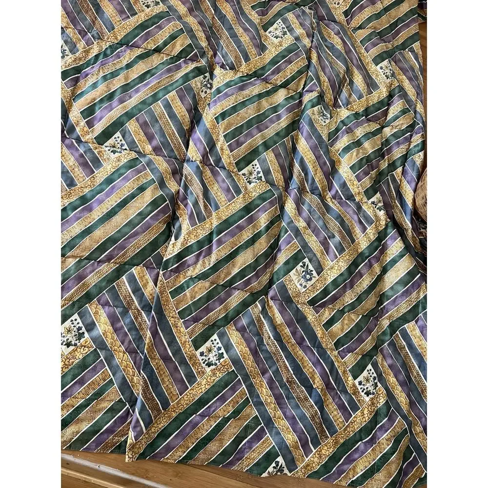 Vintage Hacci California Thin Down Comforter 95x95” QUEEN Floral geometric