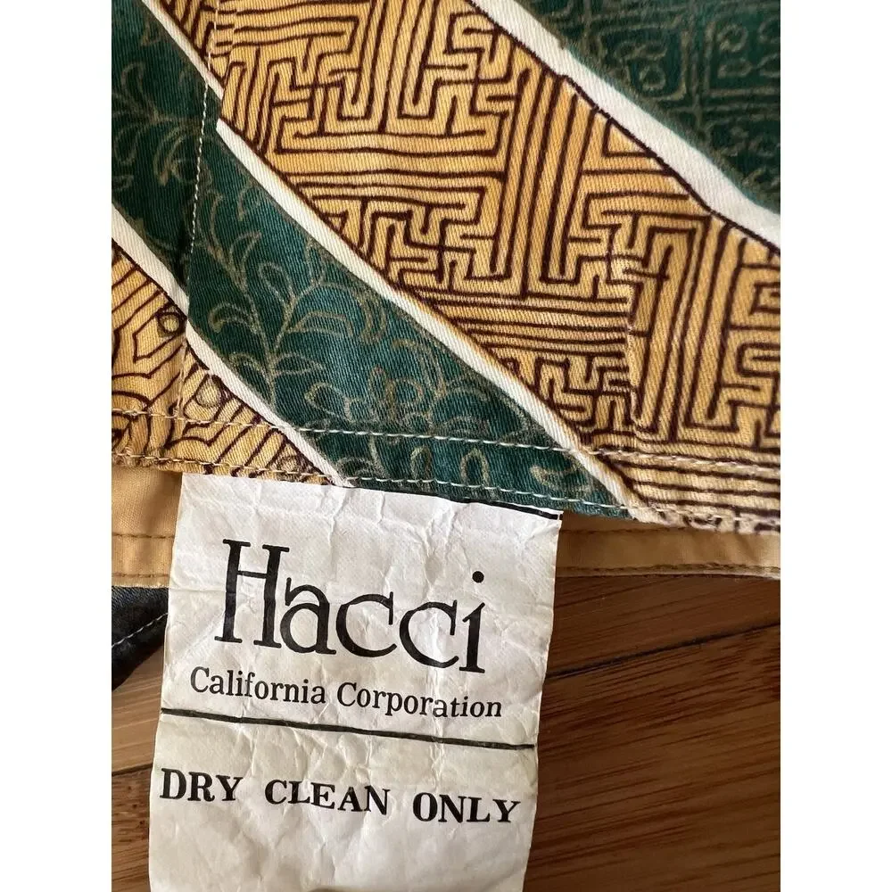 Vintage Hacci California Thin Down Comforter 95x95” QUEEN Floral geometric