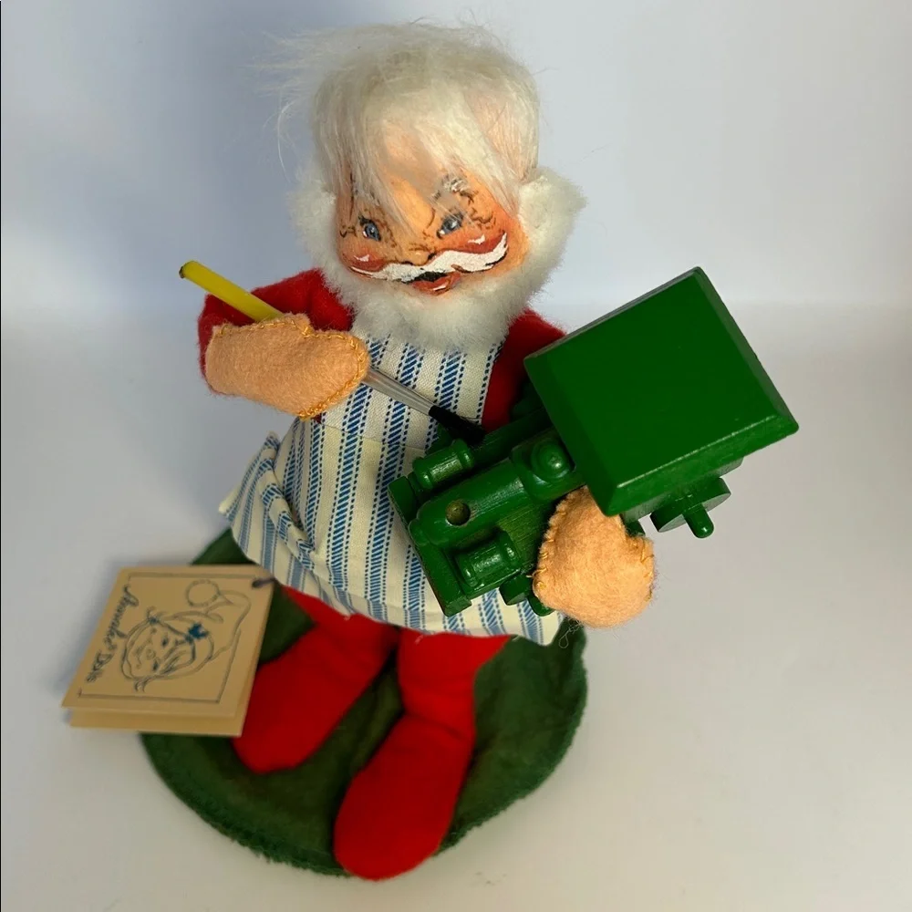 Annalee Santa with Green Train Holiday Decor
