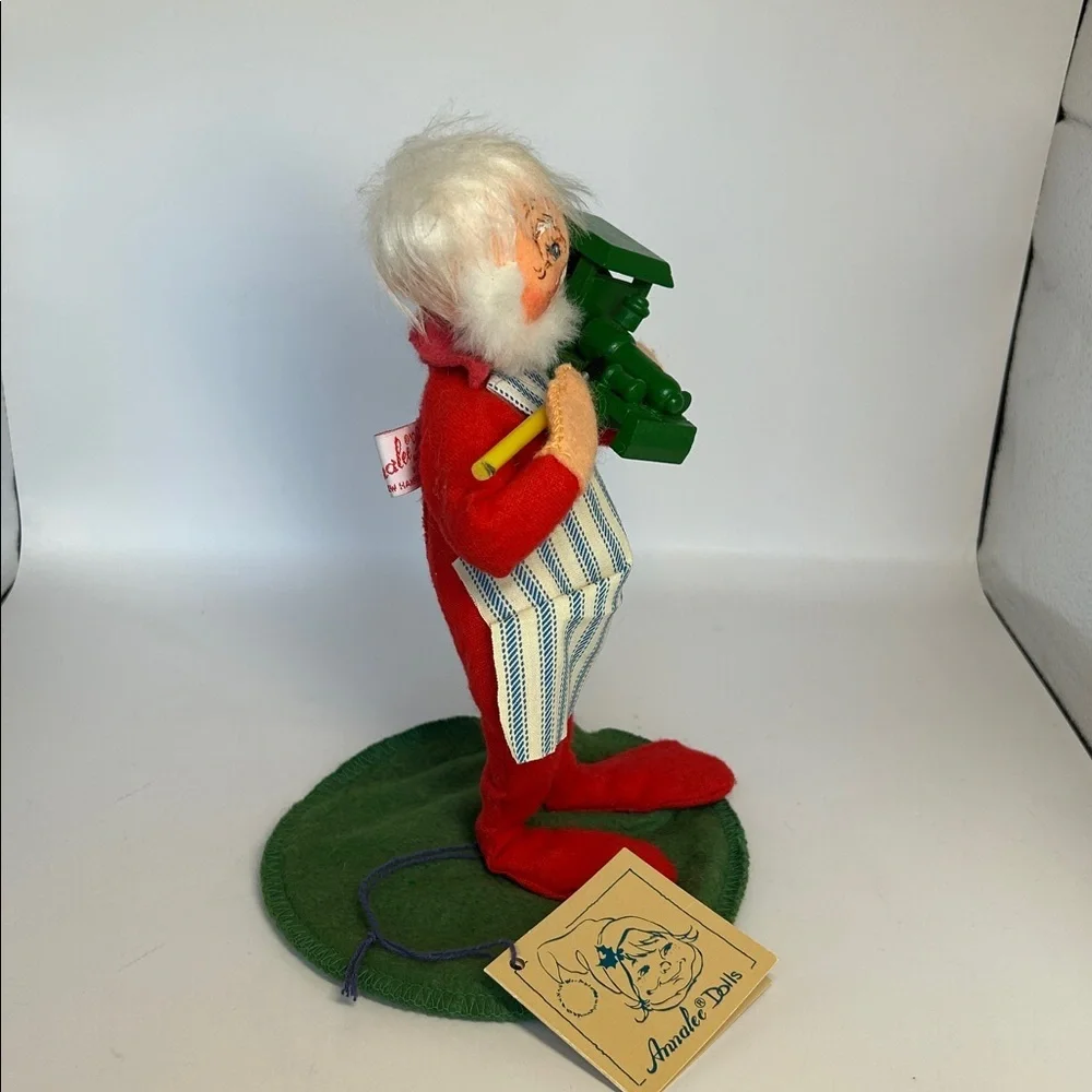 Annalee Santa with Green Train Holiday Decor
