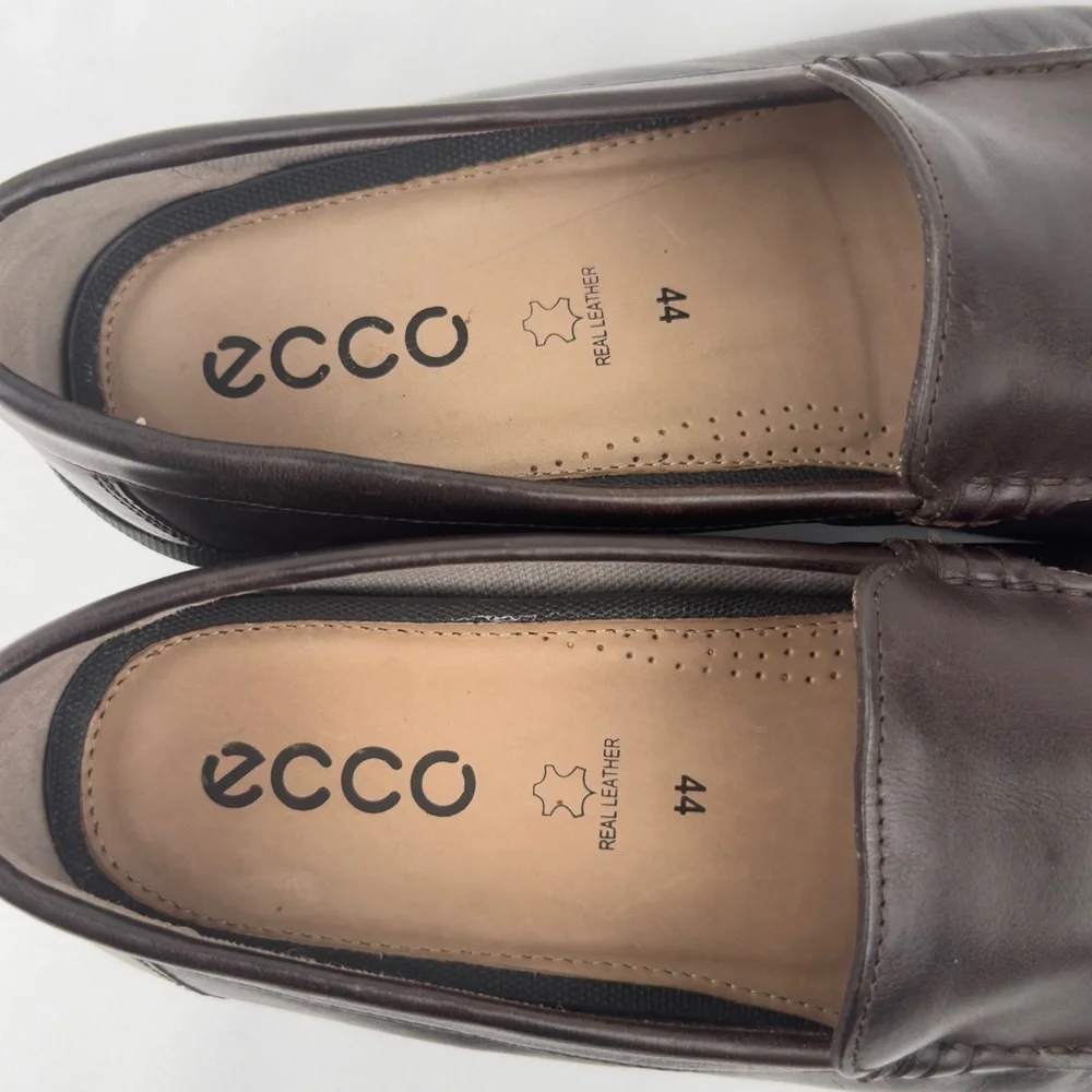 Ecco Classic Dark Brown Leather Slip-On Loafers Comfort