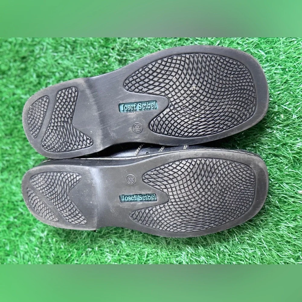 Josef Seibel‎ Black Leather Slip-On Loafers Size 38