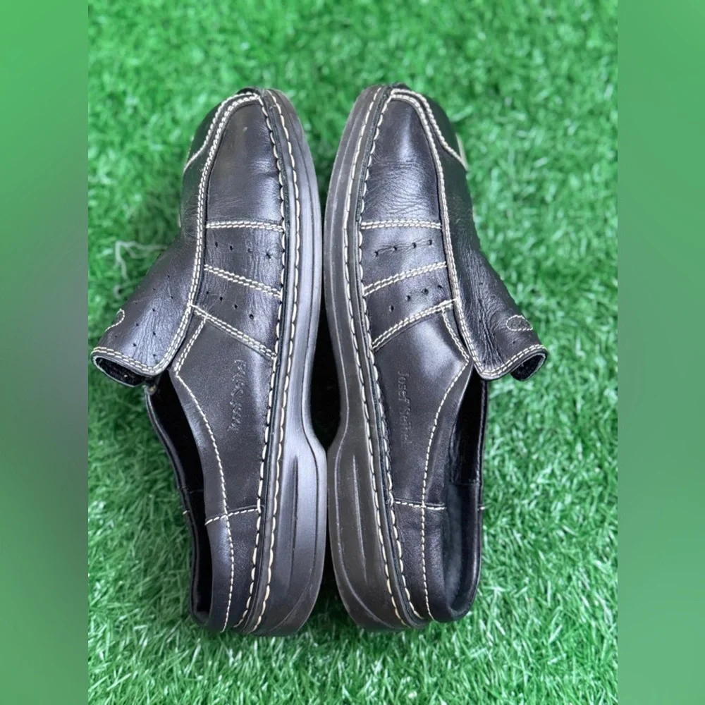 Josef Seibel‎ Black Leather Slip-On Loafers Size 38