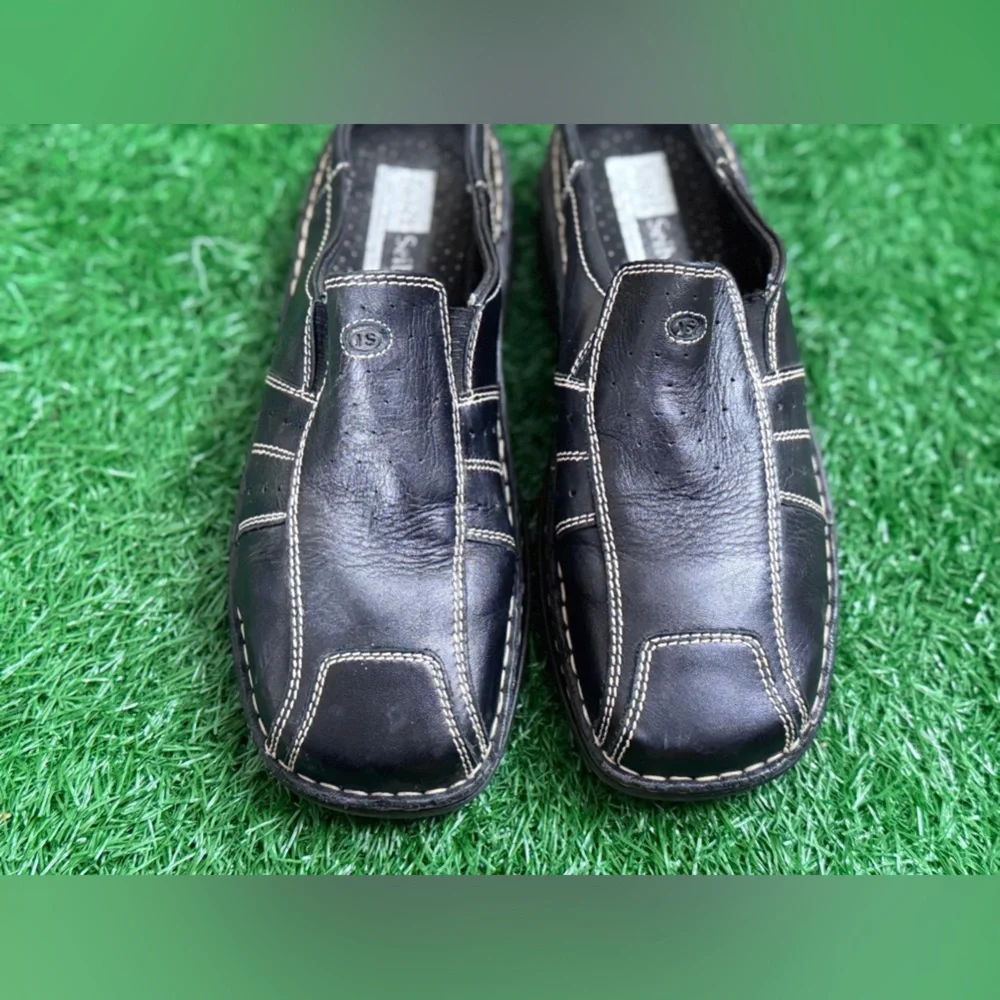 Josef Seibel‎ Black Leather Slip-On Loafers Size 38