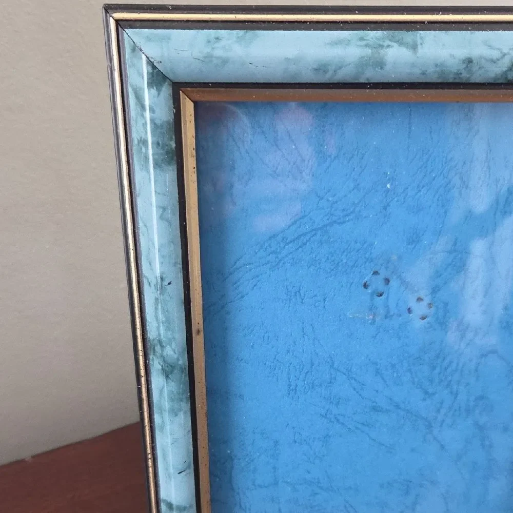 Elegant Blue and Gold Picture Frame
