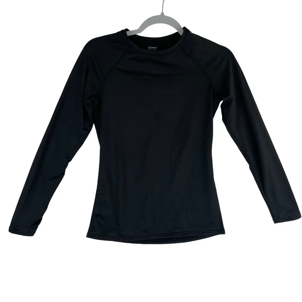 ClimateRight by Cuddl Duds‎ Kids Black Plush Warmth Base Layer Top XS Thermal