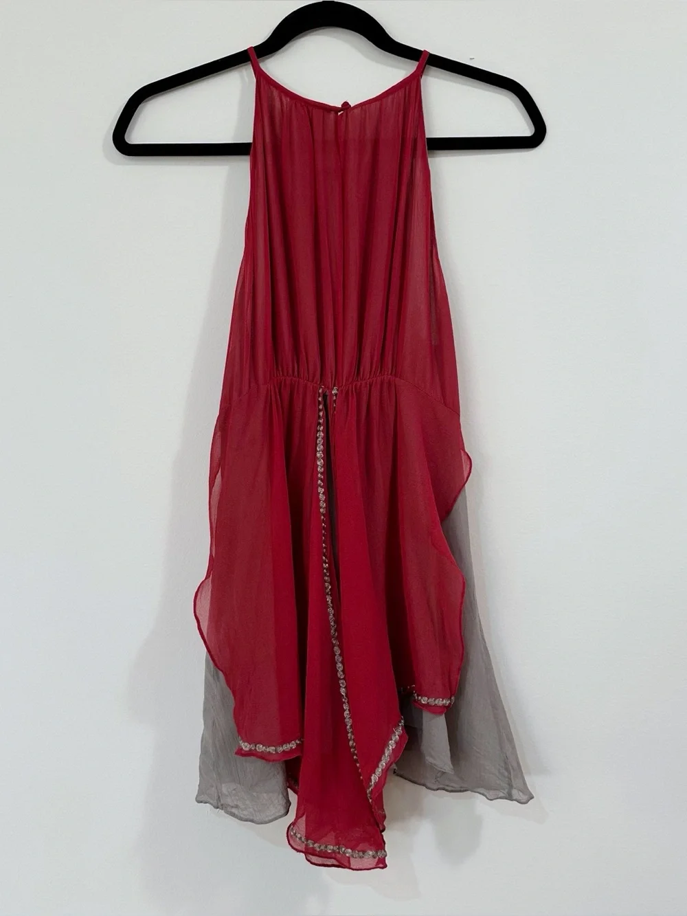 Anthropologie Saivana Halter Sleeveless Silk Red Top Size Medium