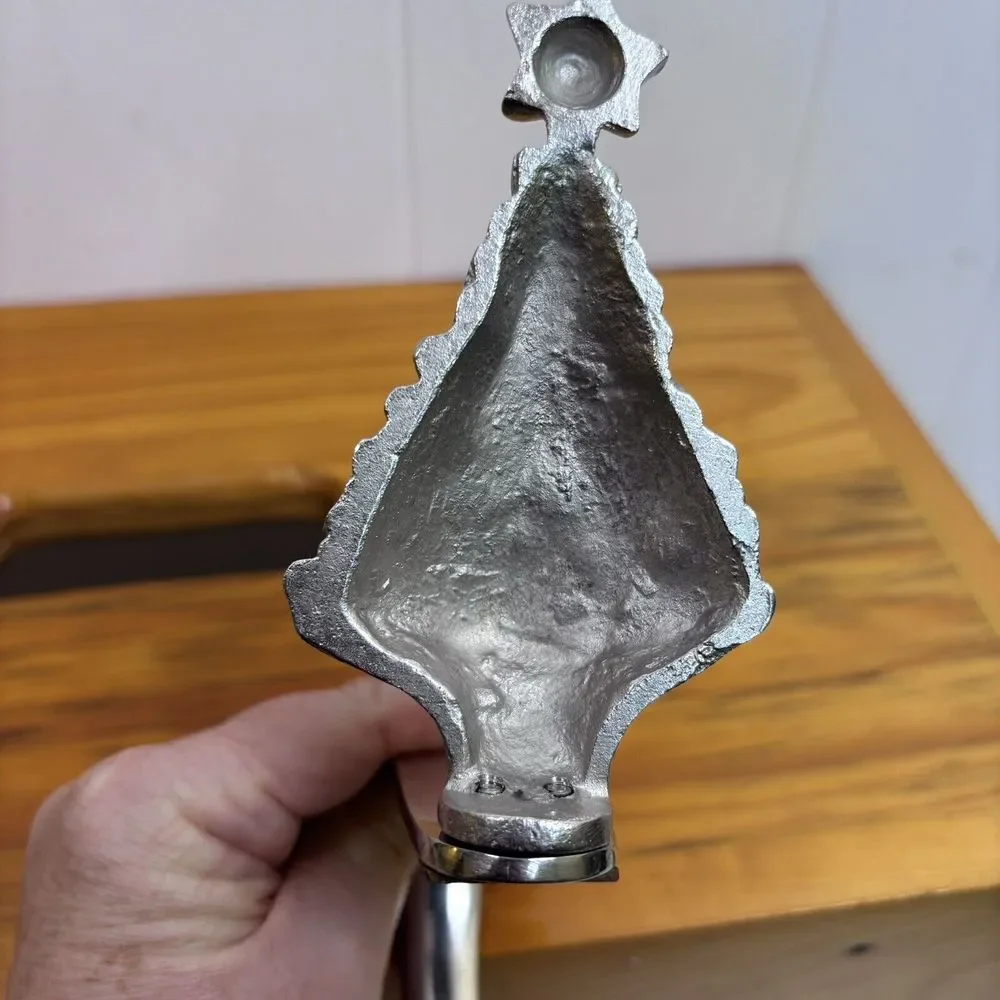 Christmas Tree Holiday Stocking Hanger Holder Silver Heavy Brass