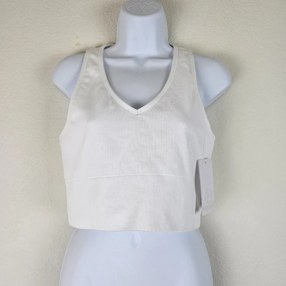 90 Degree by Reflex Flex For It Rib Seamless Highline Cropped Tank White XL NWT