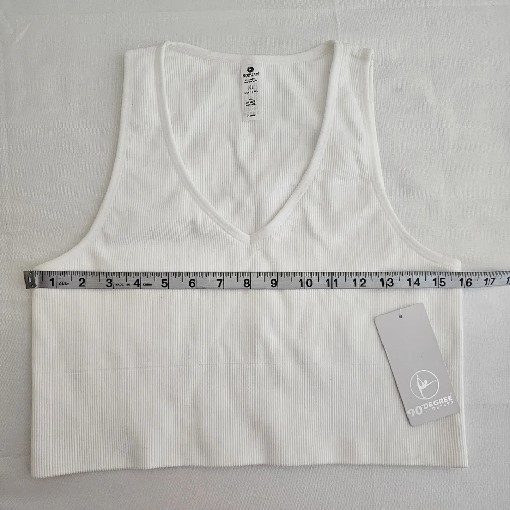 90 Degree by Reflex Flex For It Rib Seamless Highline Cropped Tank White XL NWT