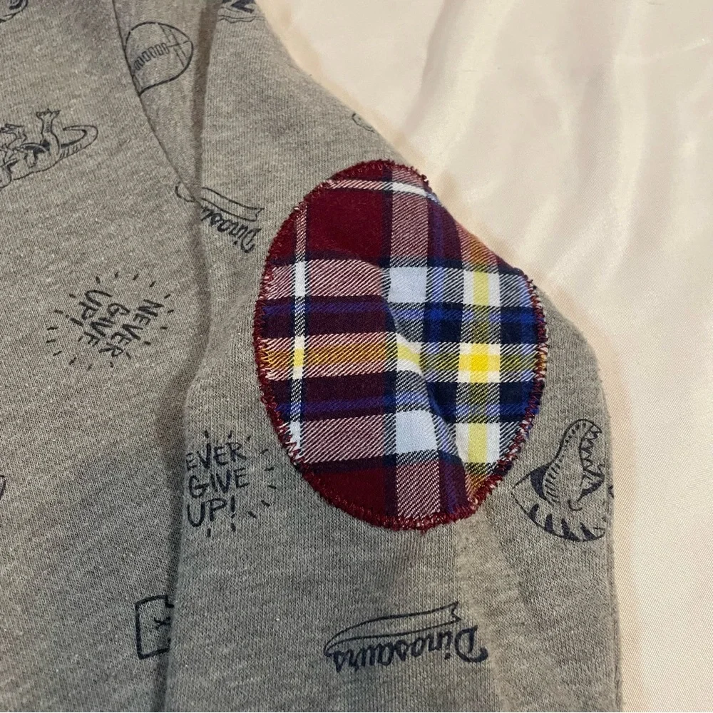 Garanimals‎ Gray Sweatshirt with Dino Applique and Plaid Elbow Patches