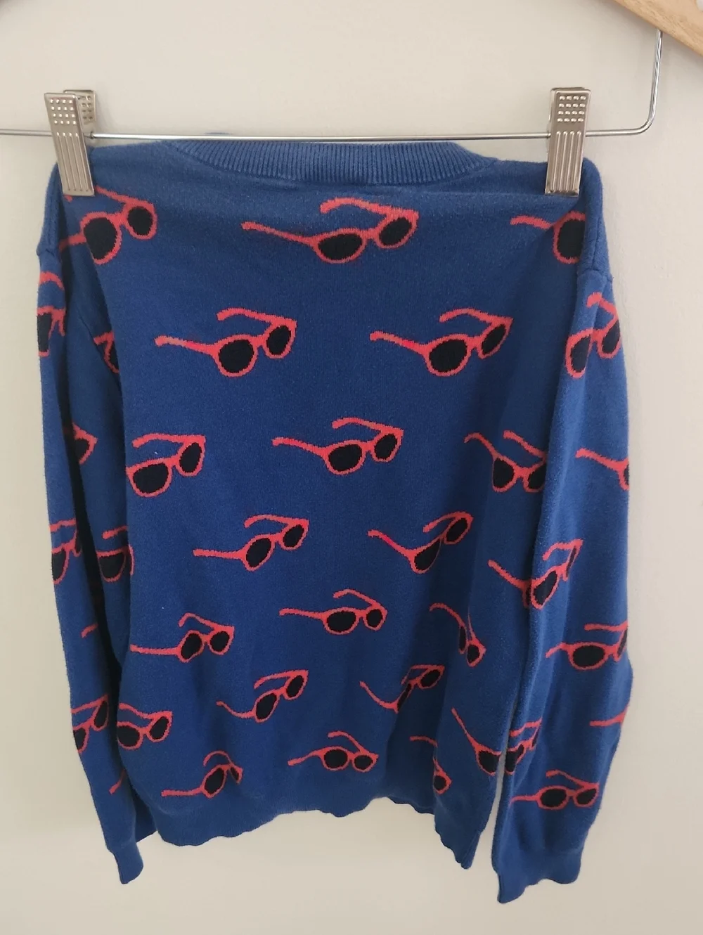 Paul Smith Junior Blue Crewneck Sunglasses-Print Sweater Size 6