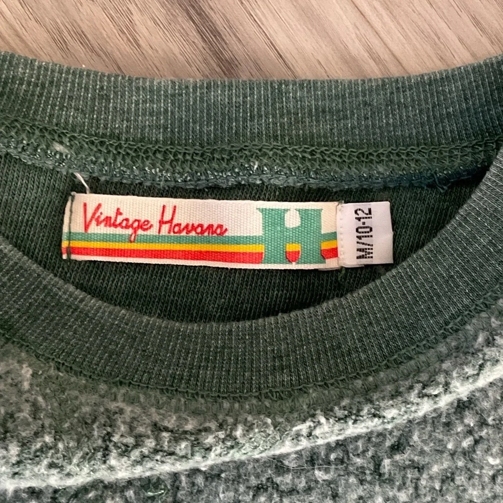 Vintage Havana Girls Green Sweatshirt White Stars Cozy Pullover Size 10