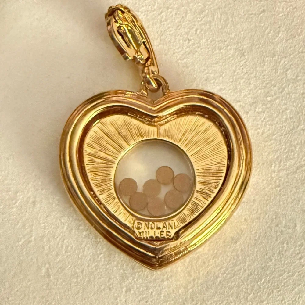 Nolan Miller Heart Crystal Brooch Pendant Floating‎ Stones Vintage Jewelry