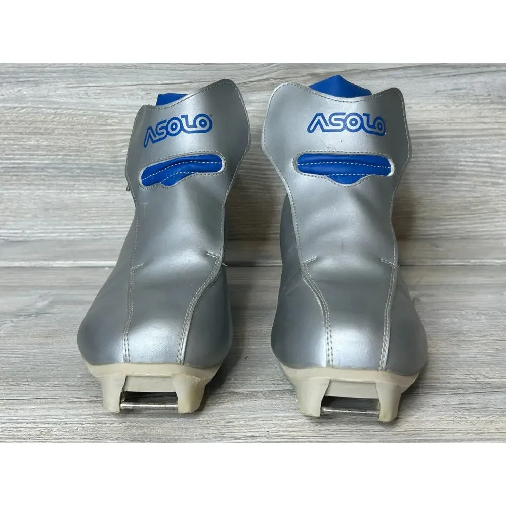 Vintage ASOLO NNN 420 Nordic Cross Country Ski Boots Men's 9.5 Silver
