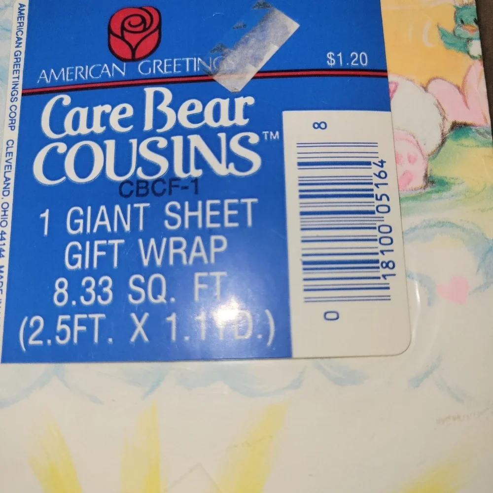 Vintage‎ American Greetings Care Bear Cousins Birthday Gift Wrap 1 Giant Sheet