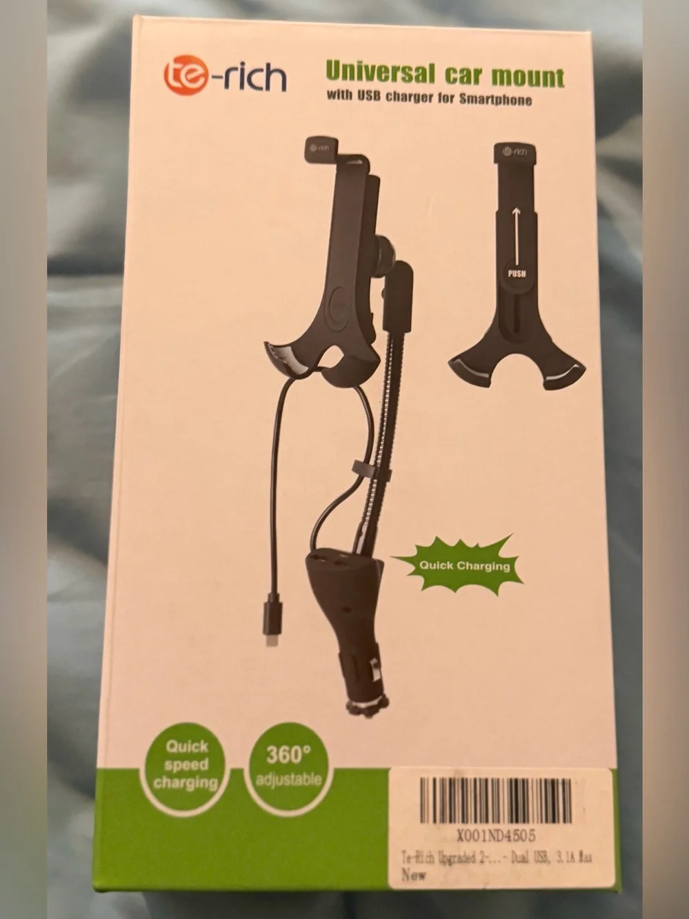 Black Universal Car Mount with USB Charger