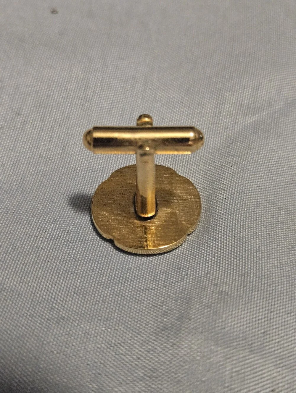 Vintage Mid Century Gold Tone Round Cufflinks Clear Rhinestone Bullet Back