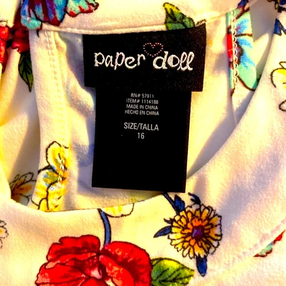 PAPER DOLL Maxi Dress, Hi Lo, Floral, Sz 16, XXL, Sleeveless, Garden girl