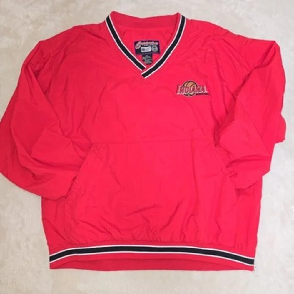 Vintage Indiana Basketball Pullover Windbreaker Jacket XL Red Nylon Captivating