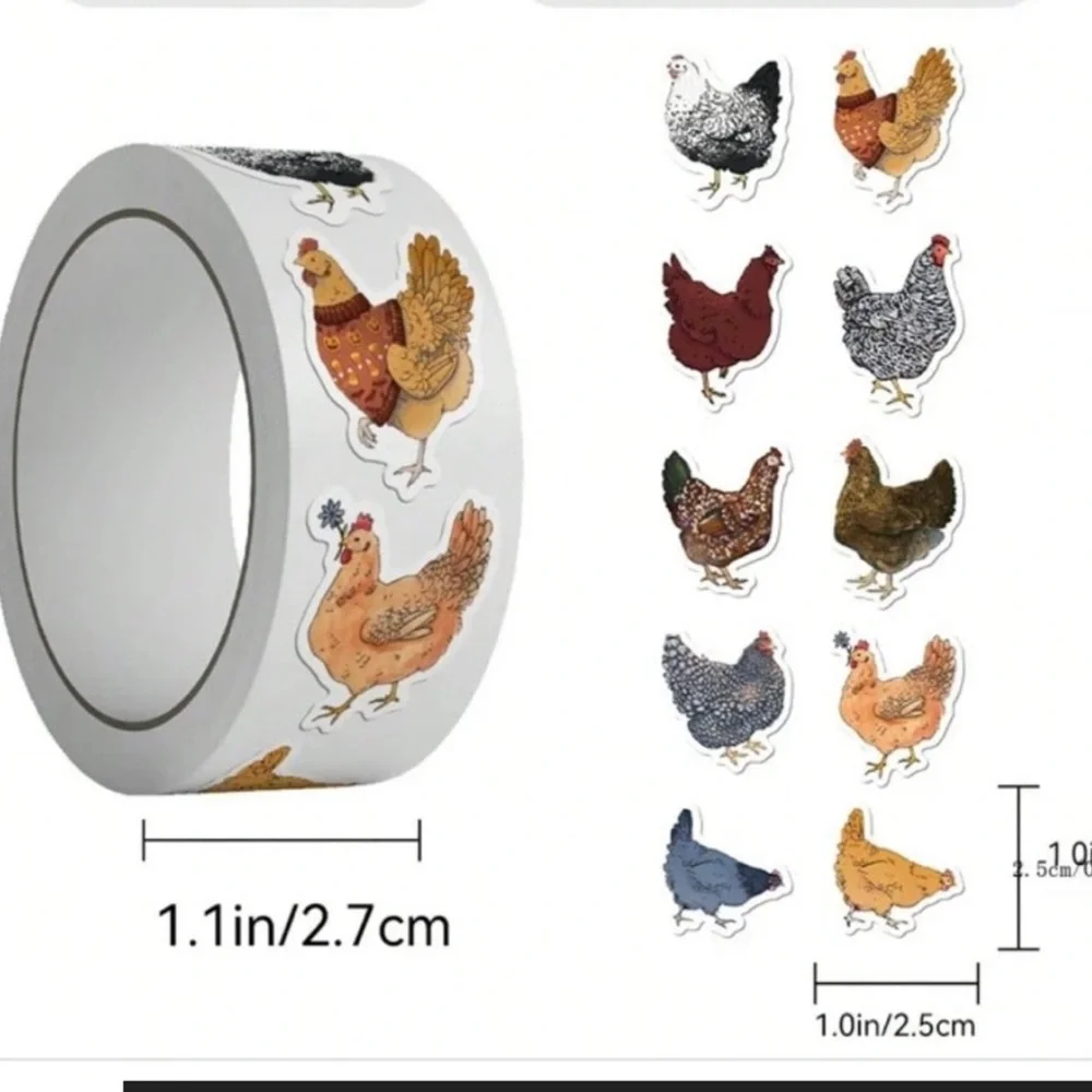 New! Chicken Pattern Decorative Stickers One Inch Small Stickers