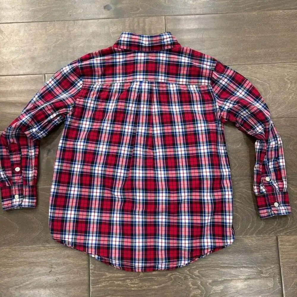Polo Ralph Lauren Boys Red Blue Plaid Long Sleeve Button Down Shirt  5