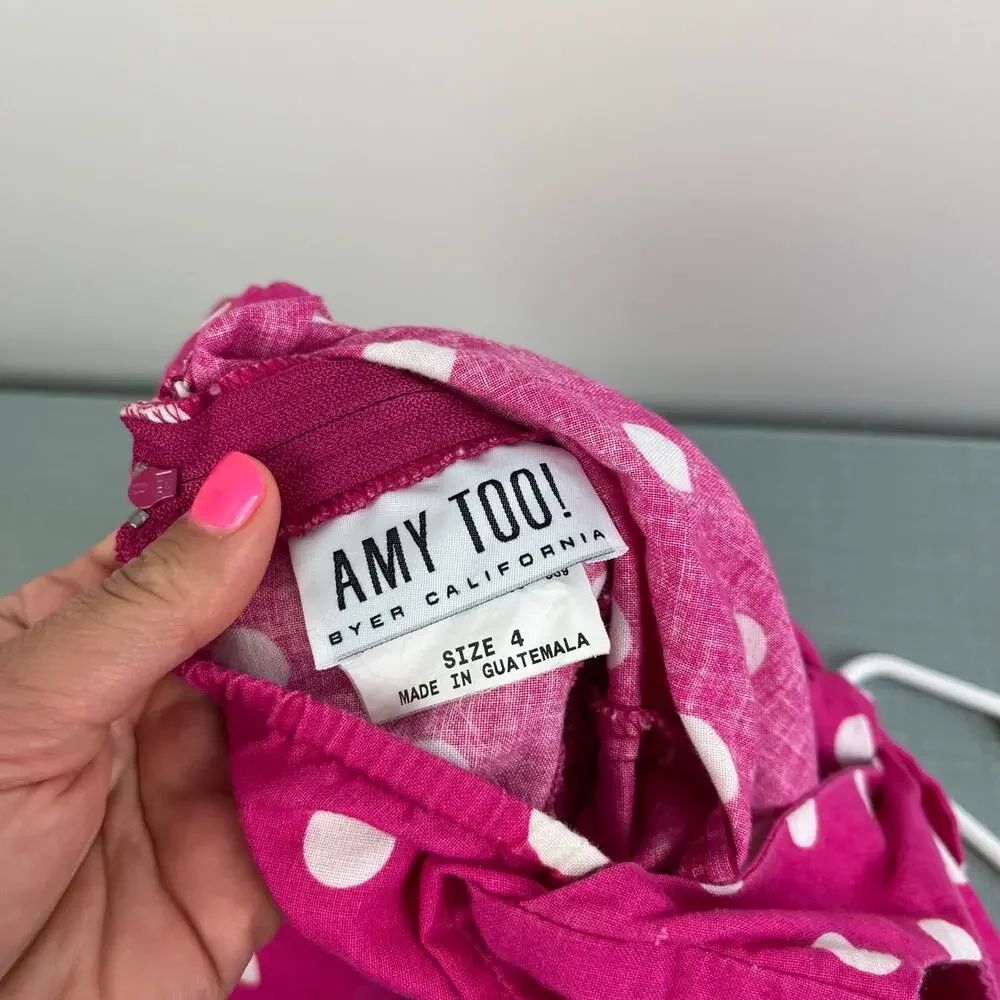 Vintage Amy Too! Pink Polka Dot Party Dress 4T